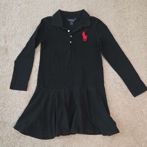 Ralph Lauren Girl's Black Polo Dress with Red Logo
